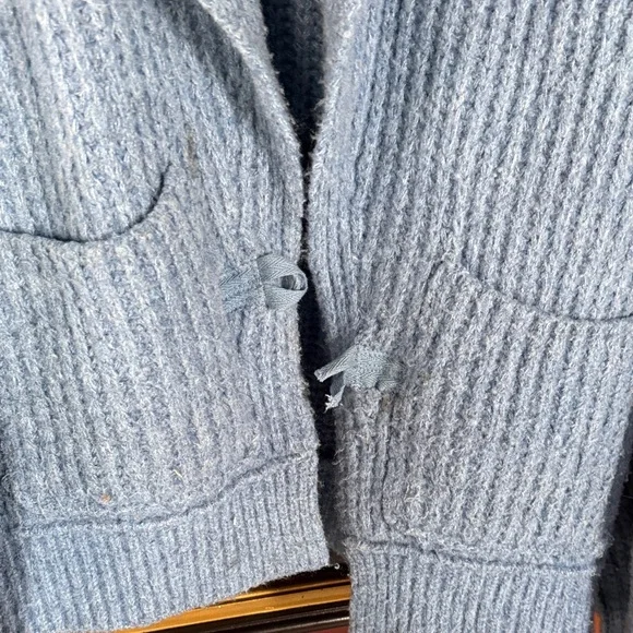 We The Free Chunky Shawl Collar Cardigan - Dusty Blue - Picture 4 of 5